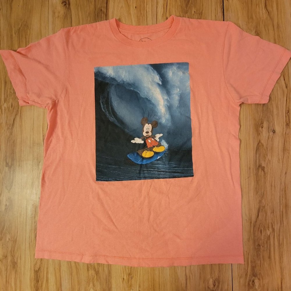 Retro Mickey Mouse Surfer Shirt Coral LG